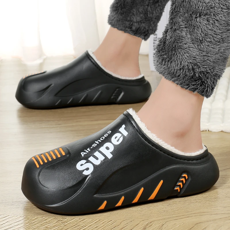 

Winter Men Warm Slippers Cotton Slippers Outdoor Indoor Men's Couple Home Bedroom Plush Slippers House Shoes slide Male sneakers