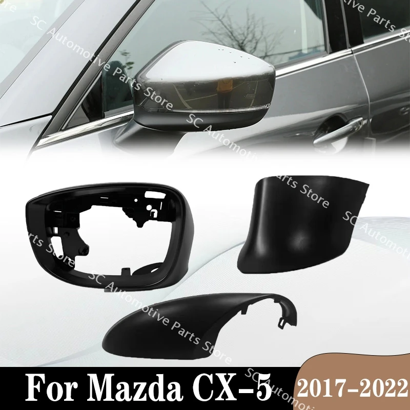 

SC For Mazda CX-5 CX5 2017-2022 Car Exterior Door Side Rearview Mirror Heated Lens Turn Signal Light Lower Base Cover Frame