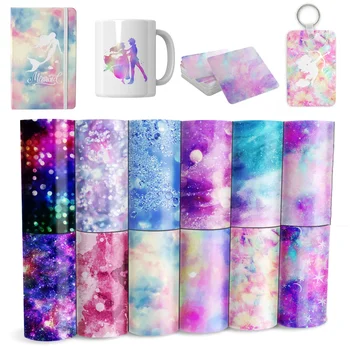 WOWOCUT eriyebilir Transfer mürekkep levha Galaxy isı Transfer kağıdı 12 "X12" makine DIY T-Shirt için gökkuşağı süblimasyon levha