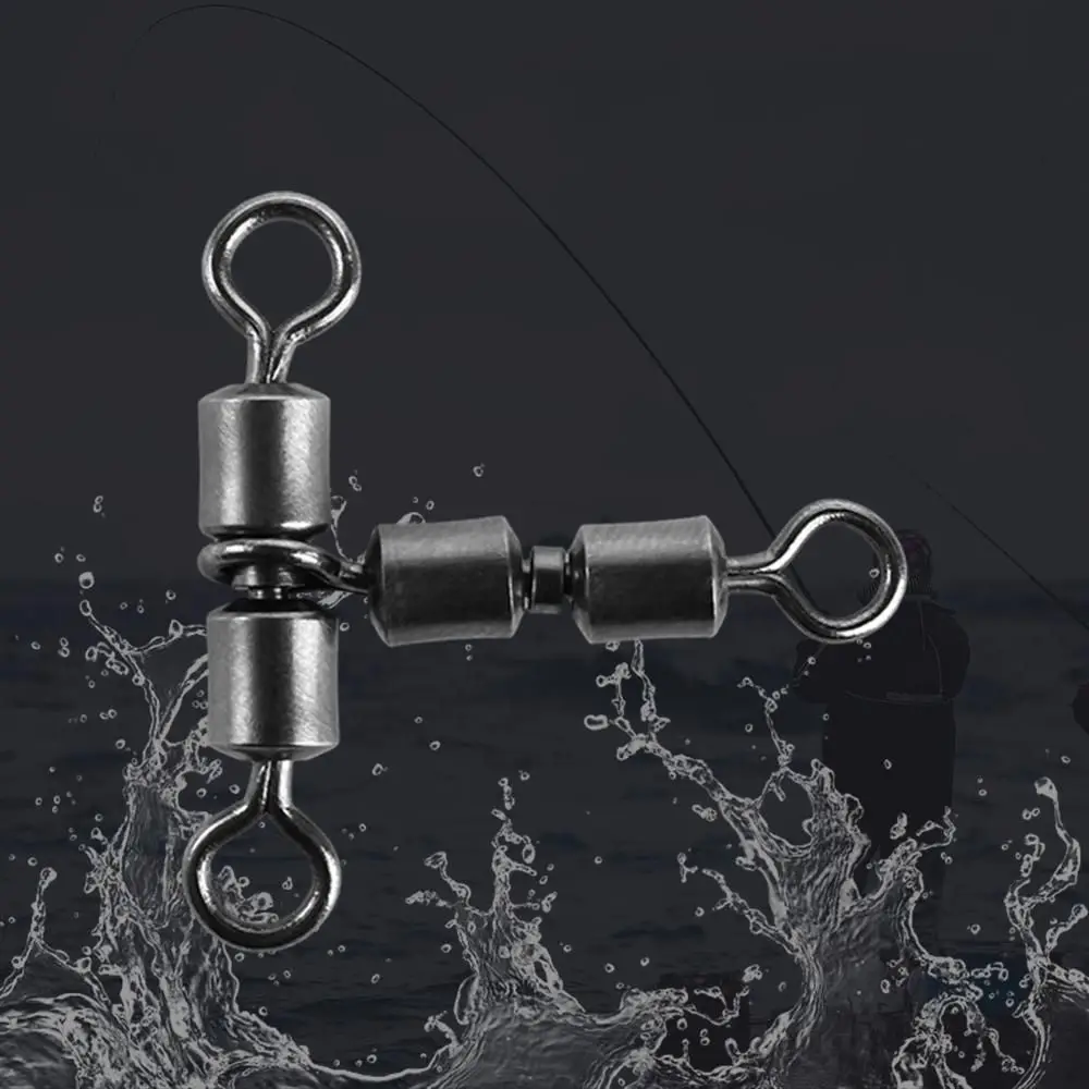

10pcs 3 Way Fishing Swivels Double Rolling Triangle Joint T-Shape Triple Fishing Swivel Cross Line Fishing Tackle Connector Clip