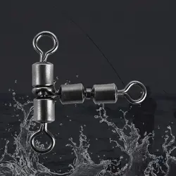 10pcs 3 Way Fishing Swivels Double Rolling Triangle Joint T-Shape Triple Fishing Swivel Cross Line Fishing Tackle Connector Clip