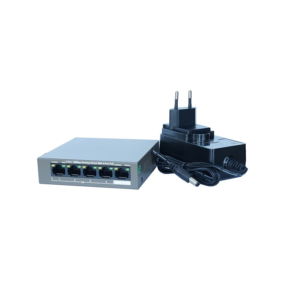 4CH PoE Switch LAN Network Switch, F1105P-4 38W Unmanaged PoE LAN Switch