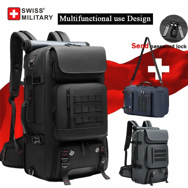 SUÍÇA MILITAR-Mochila de viagem impermeável para homens, mochila laptop de 17 polegadas, bolsa de bagagem antiroubo, escalada ao ar livre, negócios,