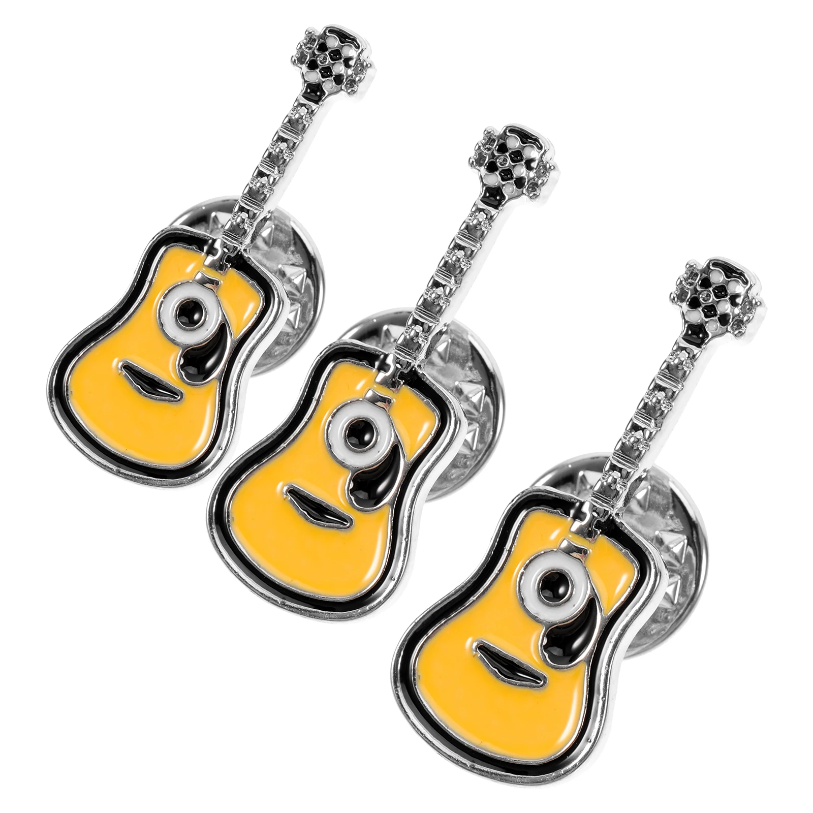 

3 Pcs Star Badge Lapel Guitar Brooch Music Note Enamel Pins Bags Yellow Alloy Child