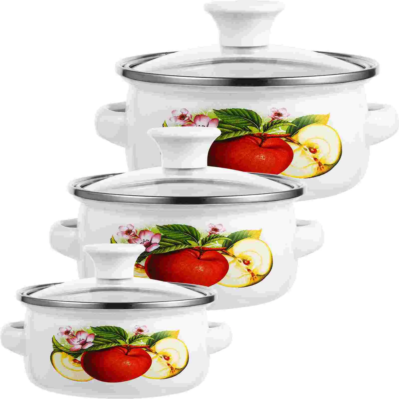 

3 Pcs Little Pot Small Enamel Old Fashioned Soup Pan Saucepan with Handle Pots Pans for Cooking