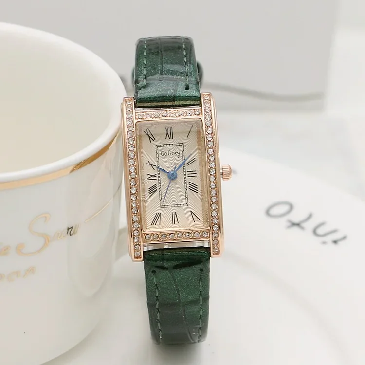 

Luxury Women Watch Simple Roman Numerals Numbers Quartz Watches Ladies Diamond Clock Female Vintage Rectangle Reloj Wristwatch