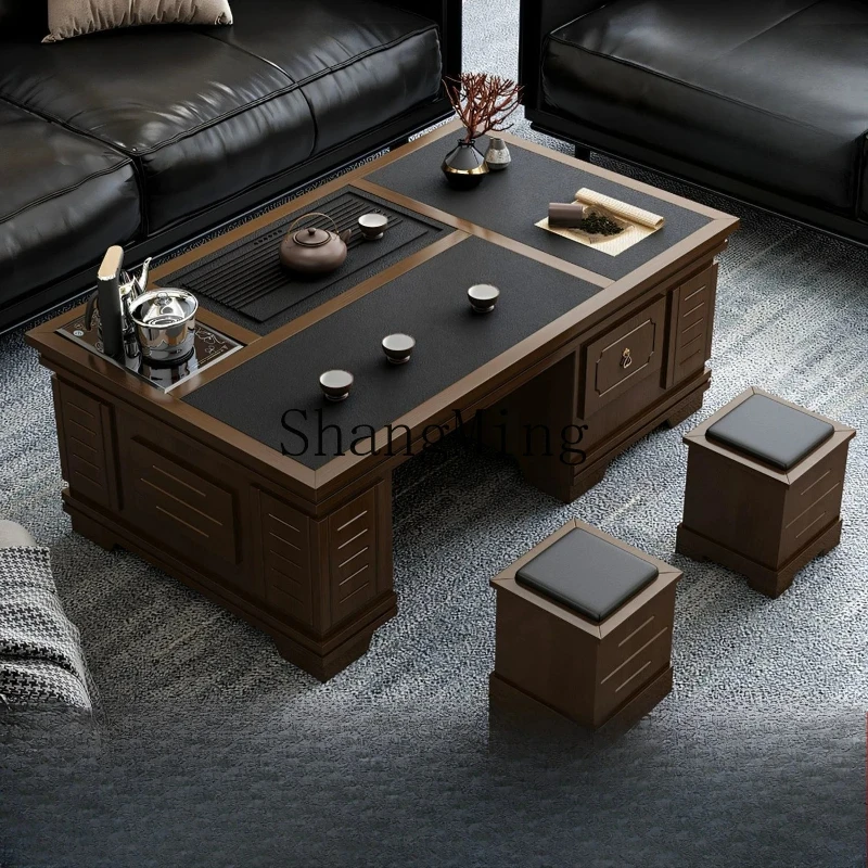 

SM new high-end modern Kung Fu tea table, living room home solid wood tea table, the whole set is integrated