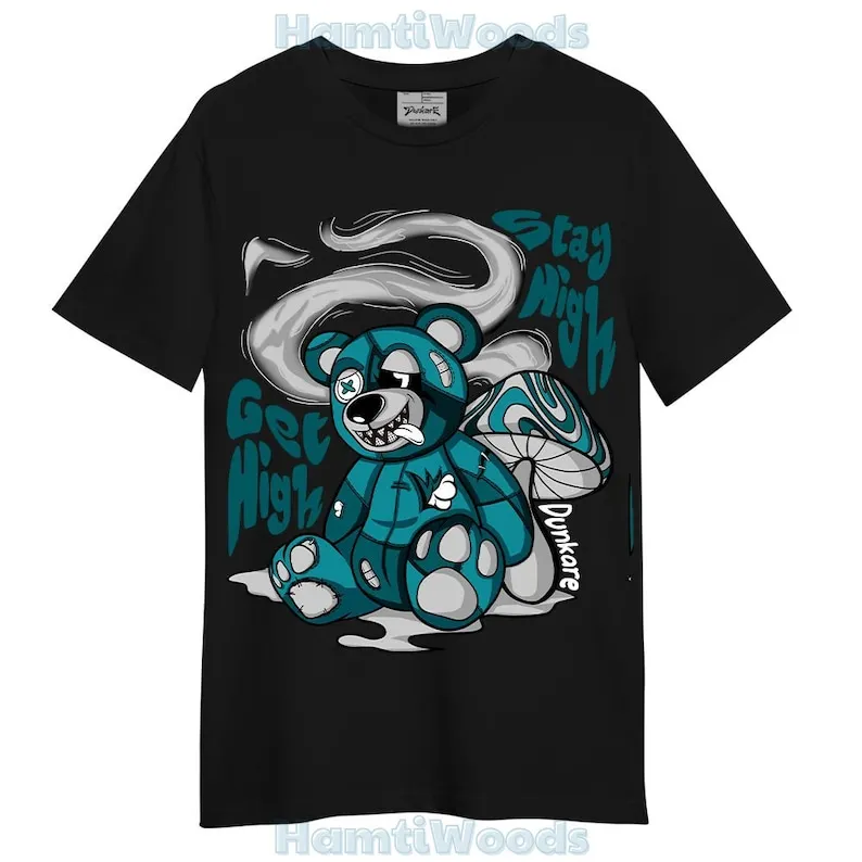 T-shirt Get High Bear, 4 Oxidized Green T-shirt To Match Sneaker 2504 NCMD