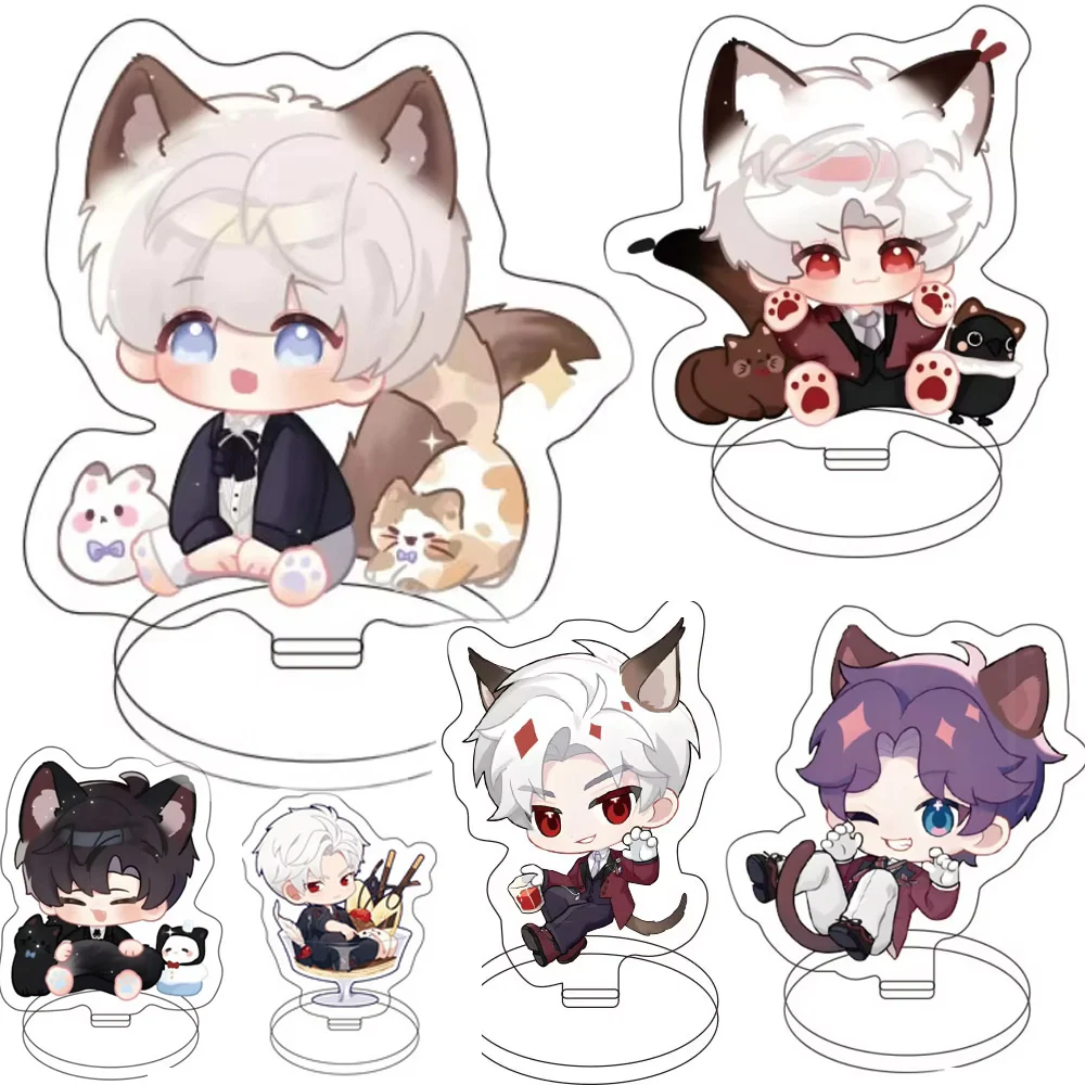 Cute Love and Deepspace Figure Acrylic Stand Sylus Xavier Acrylic Keychains Dessert Pet Series Q Version Model Doll Fans Gifts