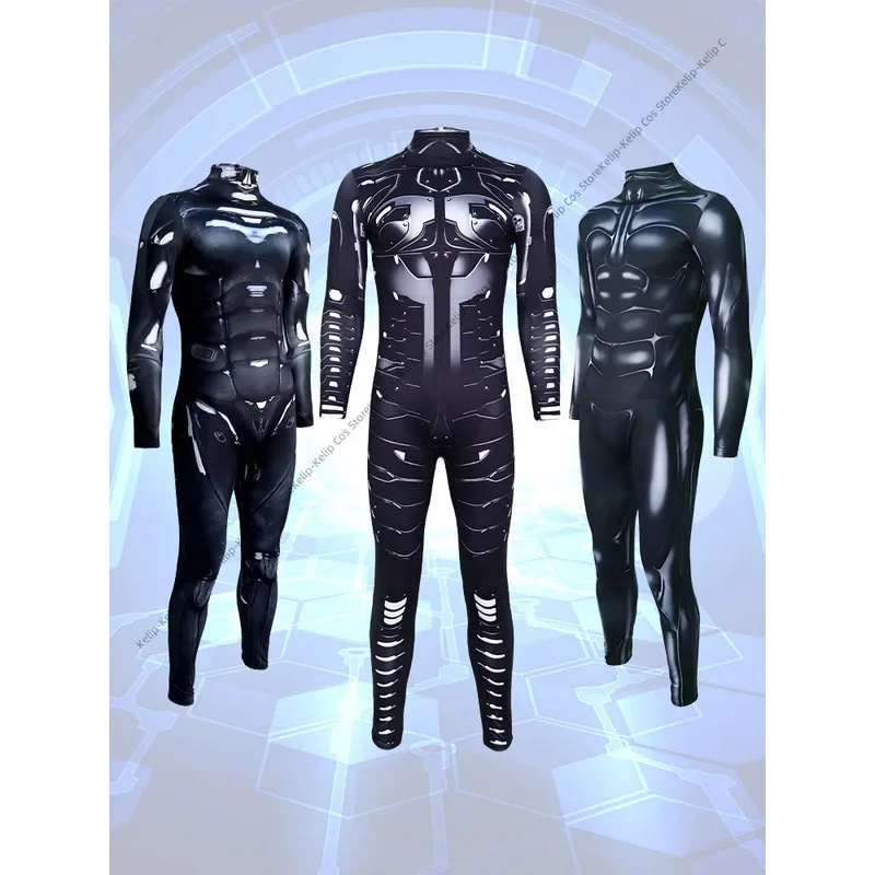 

New Couple Human Muscle Black Jumpsuit Adult Anime Role Play Costume Halloween Party Costume Slim Tight Jumpsuit Stage Suit 2025
