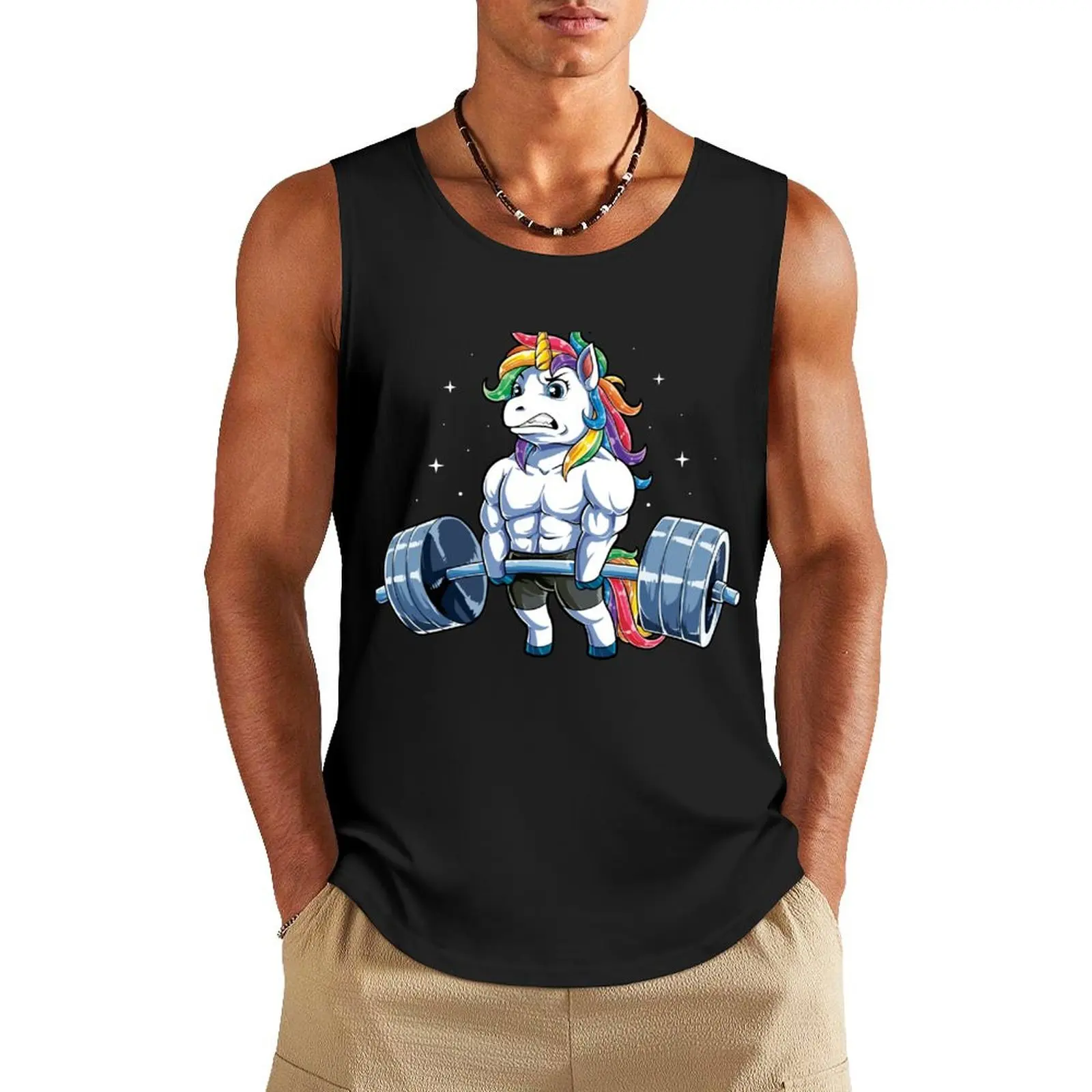 Unicorn Weightlifting T shirt Fitness Gym Deadlift Rainbow Gifts Party Men Women Tank Top Fitness men clothing Men's tops