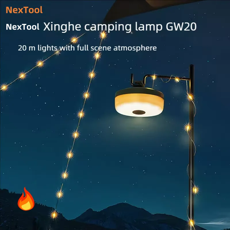 Brand New NexTool Camping lamp Light Rechargeable Waterproof LED Pendant light Suitable Camping Garden 1800mAh Atmosphere lights