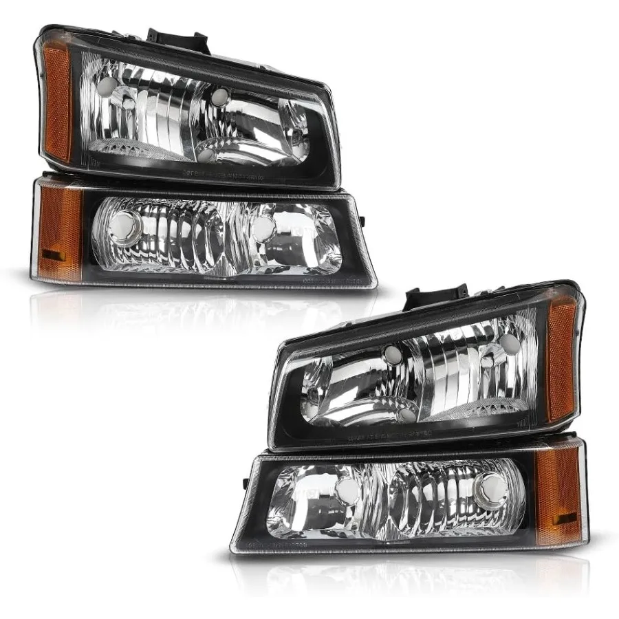

Фара-бампер для Chevy Avalanche 1500 2500 и Silverado 1500 2500 HD 3500 20032006 с прозрачным черным корпусом и янтарным корпусом