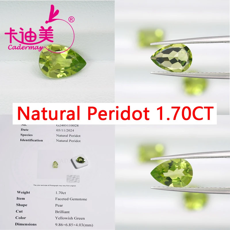 

Pear Cut Natural Peridot Stone Loose Stone Gemstones With GRC Certificate For Wedding Fine Jewelry Making