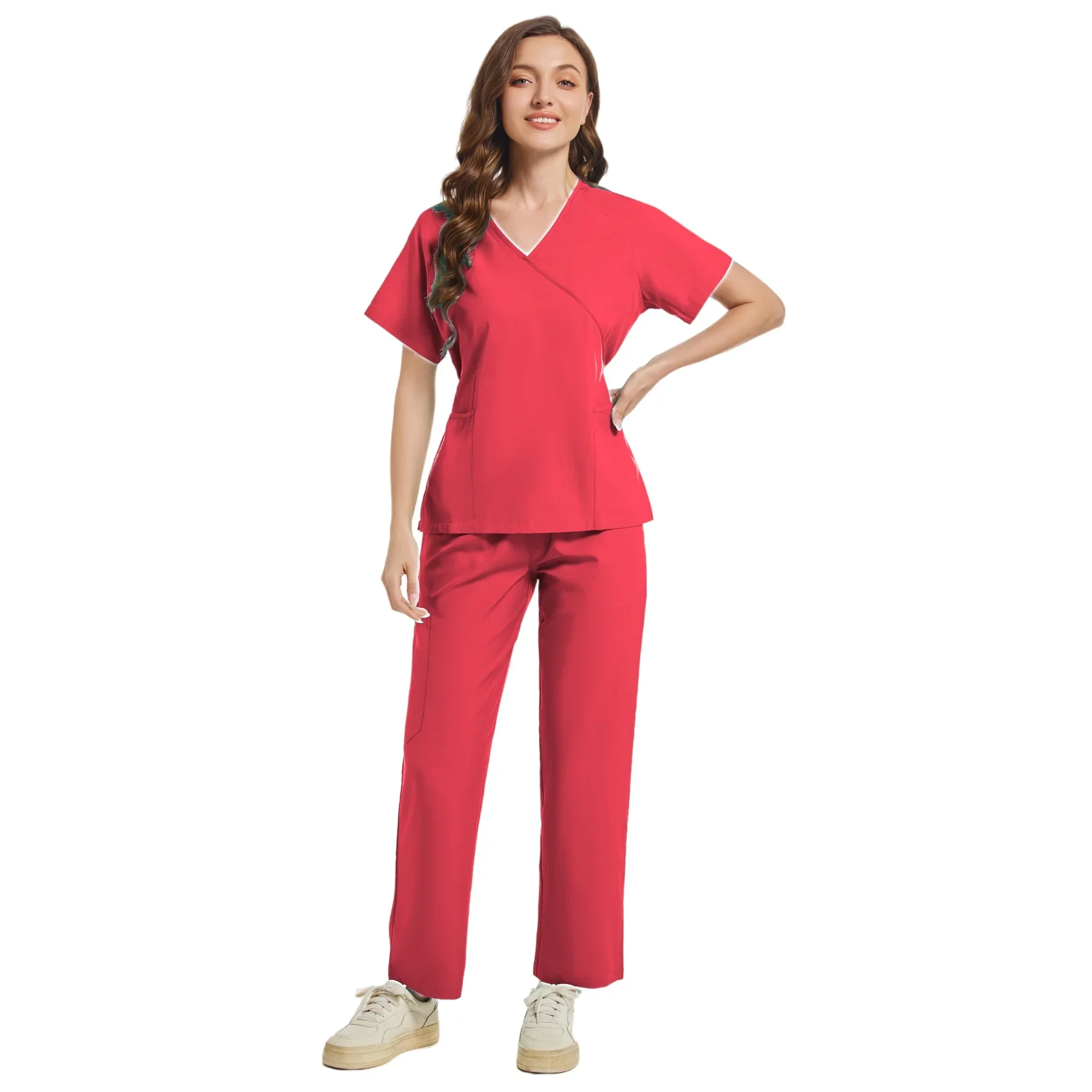 Slim Fit Frauen Peelings setzt Krankenhaus medizinische Uniformen Krankens ch western Zubehör Zahnklinik Schönheits salon Spa Arbeits kleidung Peelings Tops Hose