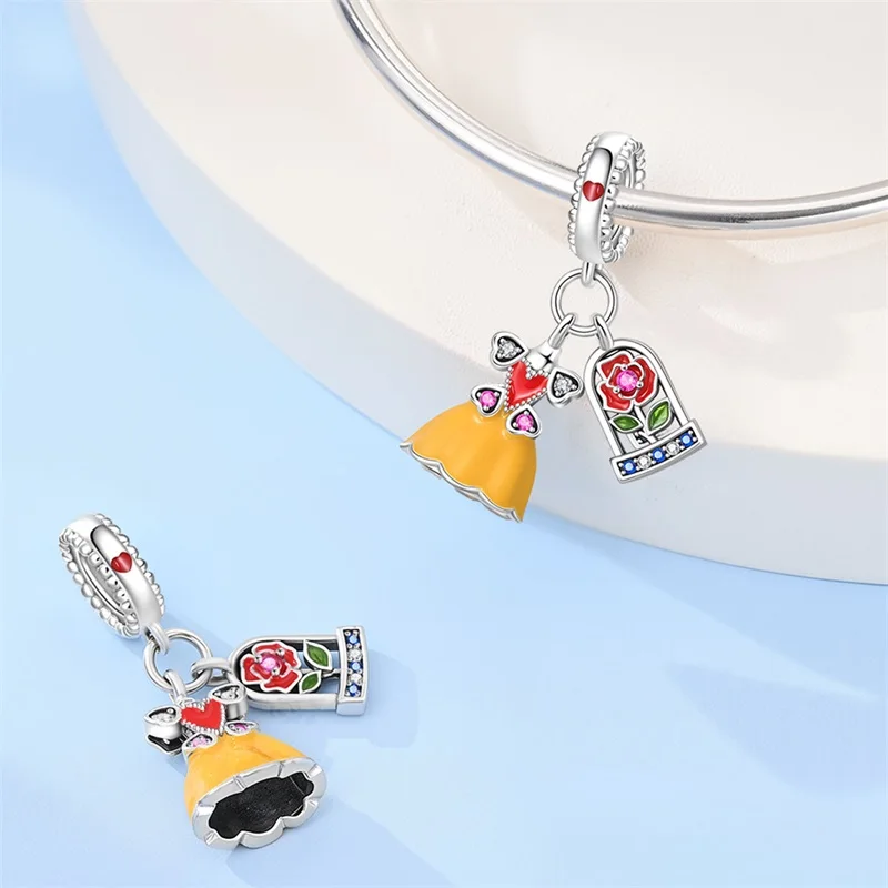 Hot Sales 925 Sterling Silver Rose Ball Charms Beads Fit 3mm Original Bracelet DIY Women Birthday Jewelry Gifts