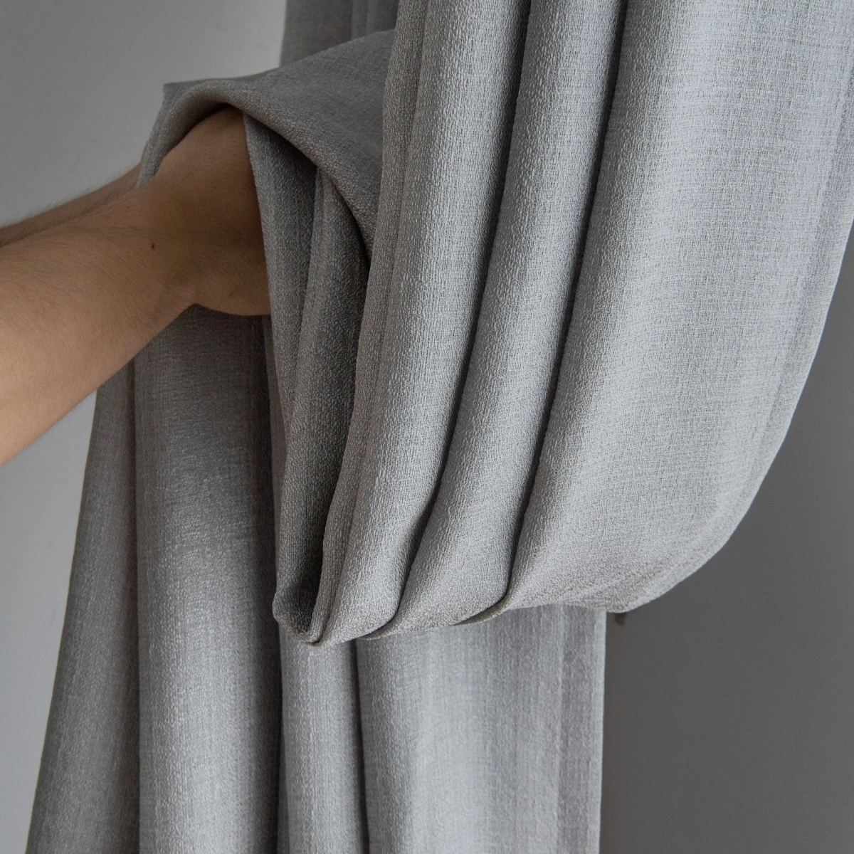 1 Cortina Translúcida Gris con Filtro de Luz, Estilo Nórdico, Texturizada, Semiopaca, Tipo Voile, Cortinas Listas para Usar para Sala de Estar