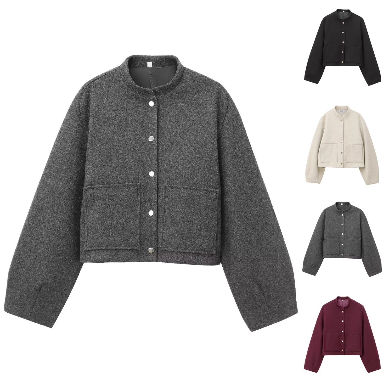 

Шикарная однотонная модная куртка на пуговицах в корейском стиле с длинными рукавами, уличная одежда в стиле Харадзюку, свободное короткое пальто пилота для женщин