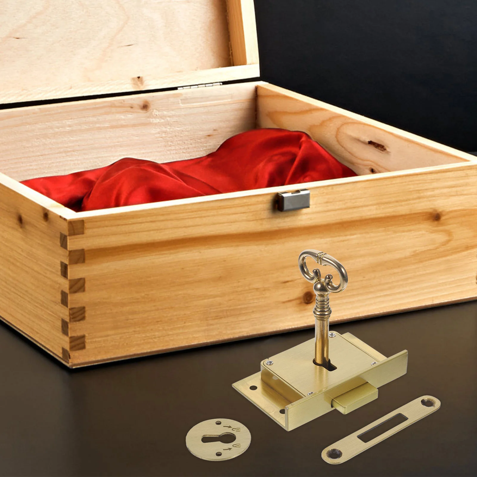 Square Desk Lock Brass Furniture Retro Drawer Door Wooden Box Cabinet Locks with Key