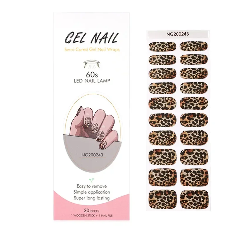 Spotted Leopard Print Semi-Cured Gel Nail Strips Simple Mixed Color Adhesive Long Lasting Gel Nail Stickers Harden In UV Lamp Ne