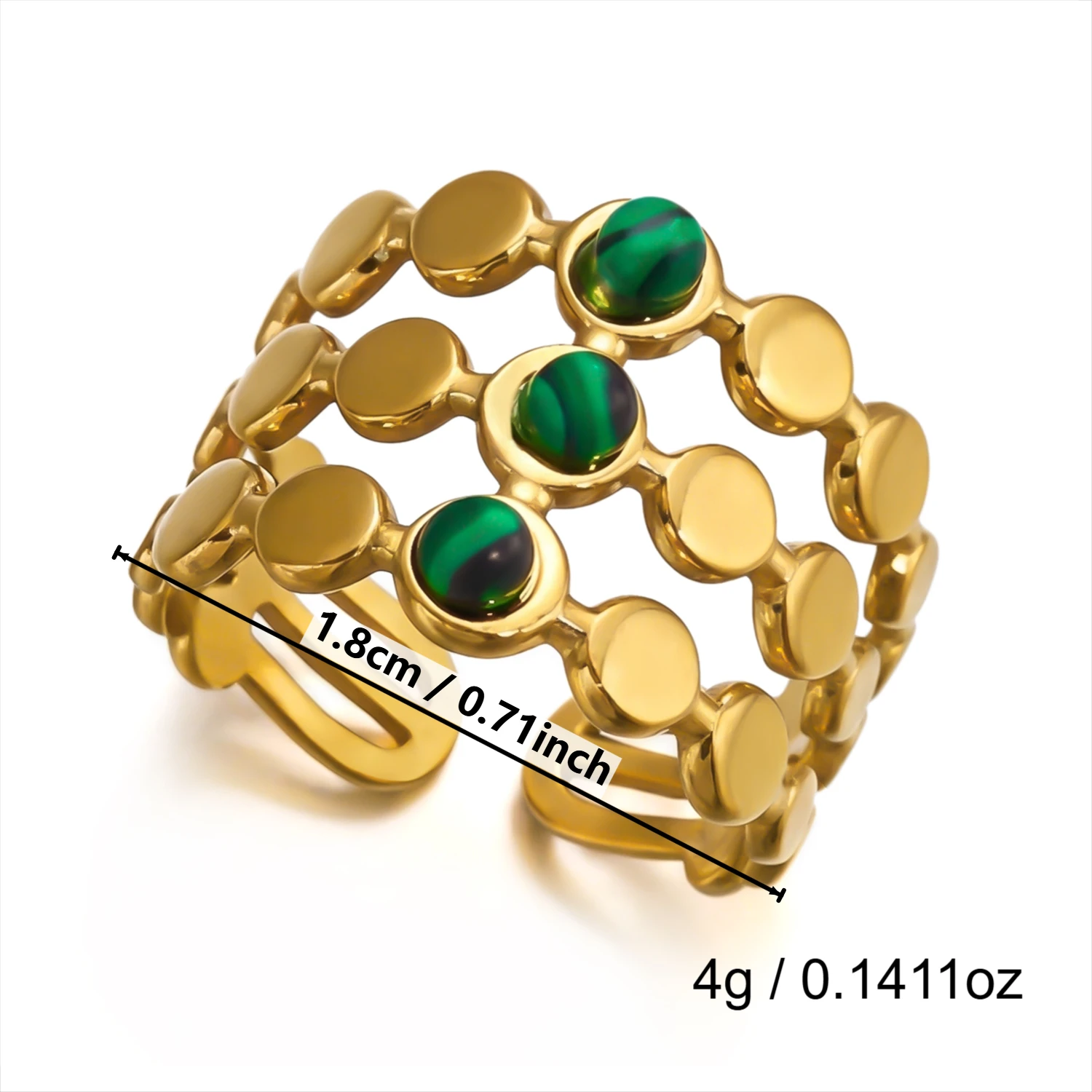 Vintage Naturstein Edelstahl-Ringe für Damen und Herren Trendige Vergoldete Hohle Geometrische Ringe Finger-Accessoires Schmuck – Detail 8