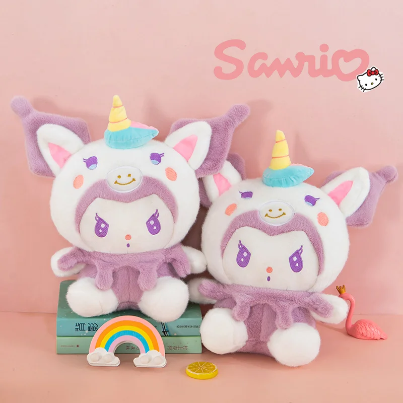 Sanrio Kuromi Cos Unicorn Series Plush Toys Kawaii Cartoon Kuromi Soft Stuffted Dolls Throw Pillow Room Decoration Kids Gift