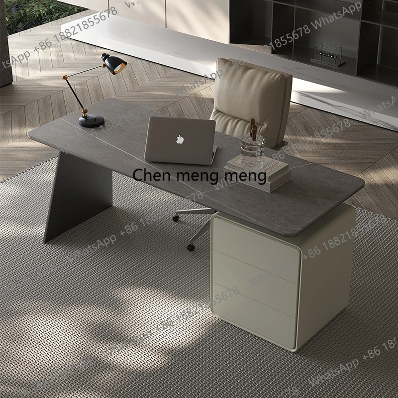 

Italian minimalist rock slab desk household light luxury modern study desk boss computer desk