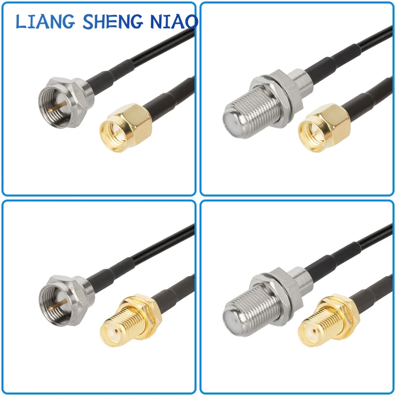 Imagem -04 - Cabo Coaxial f Macho para Sma Macho Fêmea Conector de Ângulo Direito Crimp para Cabo Baixa Perda Entrega Rápida Linha rf Rg174