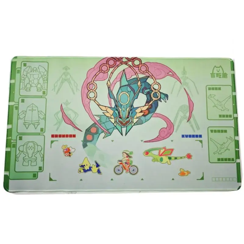 Pokemon PTCG Rayquaza 600X300mm Single Player Anti-slip Game Battle Card Pad Game Battle Card Mat Anime Gift Toy