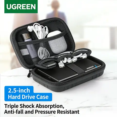 UGREEN 2.5-Inch Portable Hard Drive Enclosure Multifunctional Digital Accessories Storage Box for Data Cables and Power Banks
