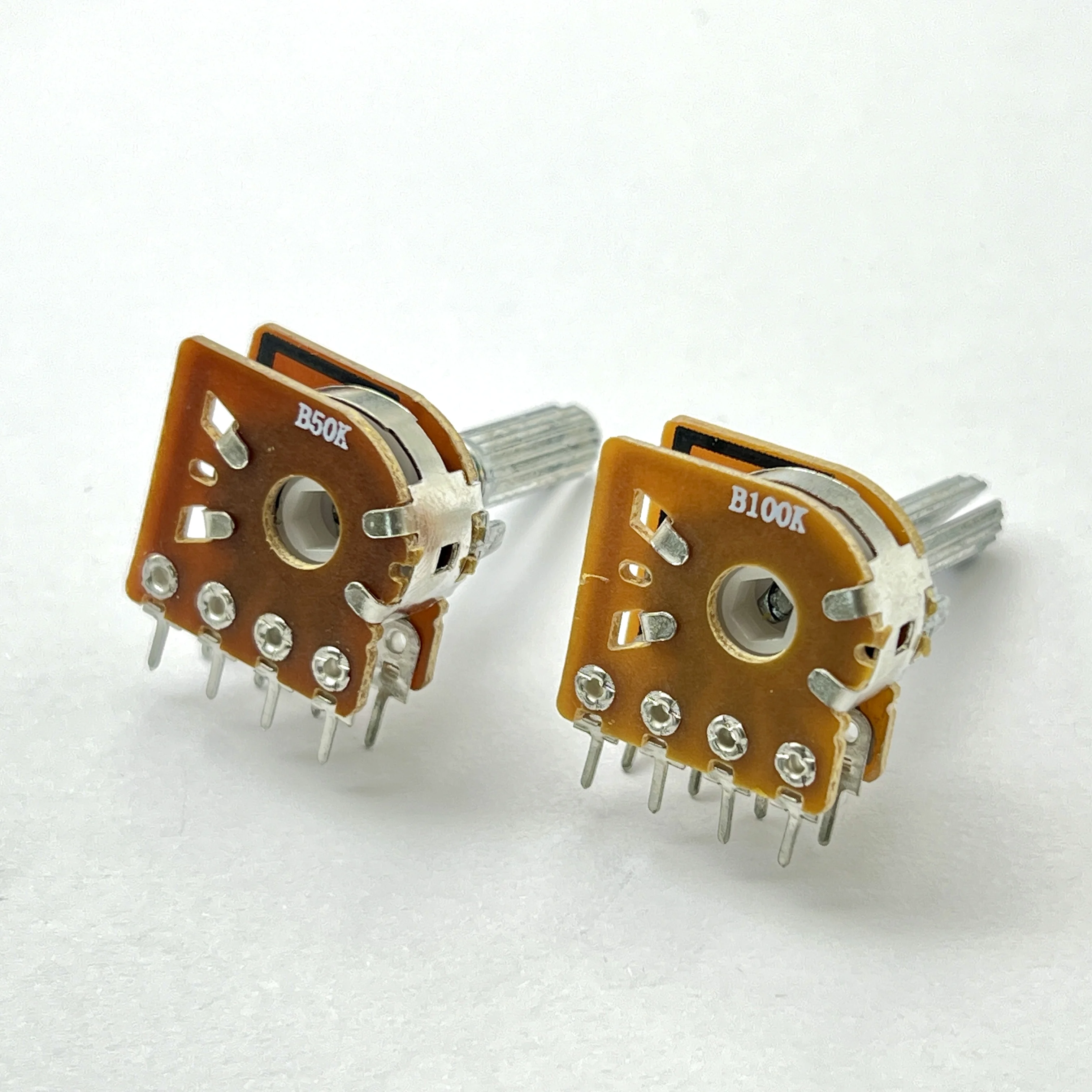 2 PCS dual row 8-pin power amplifier potentiometer with step 40 points B50K/B100K handle length 25mm