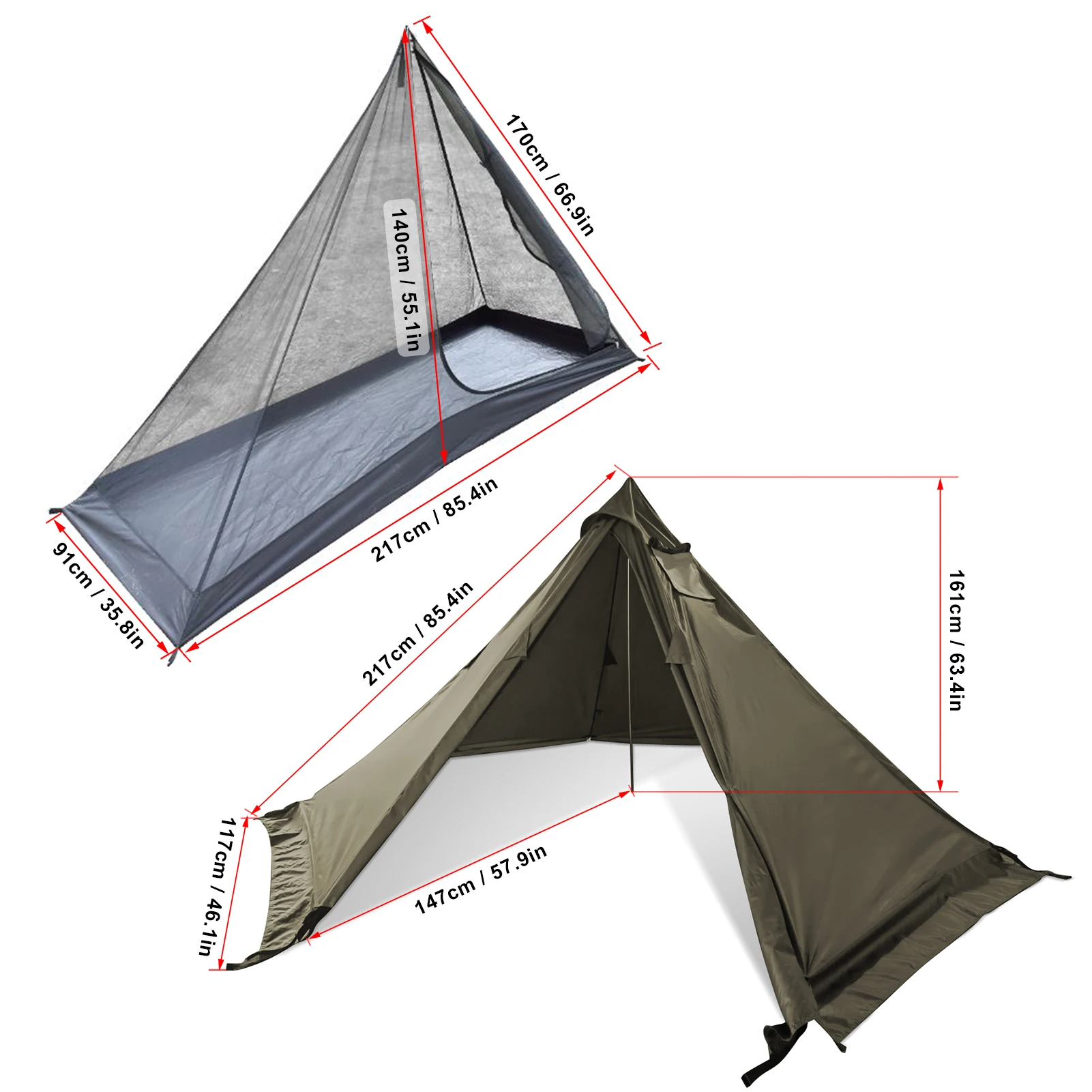 

TOMSHOO Double Layer Camping Tent with Stove Jack Outdoor Teepee Tent for Camping Backpacking Hiking camping teepee tent