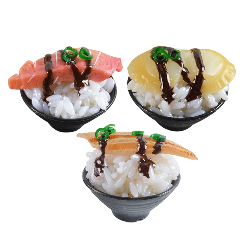 3 Pcs Simulation Sushi Kids Toys Play Food for Kitchen Restaurant Rice Pretend Accessories Game Child