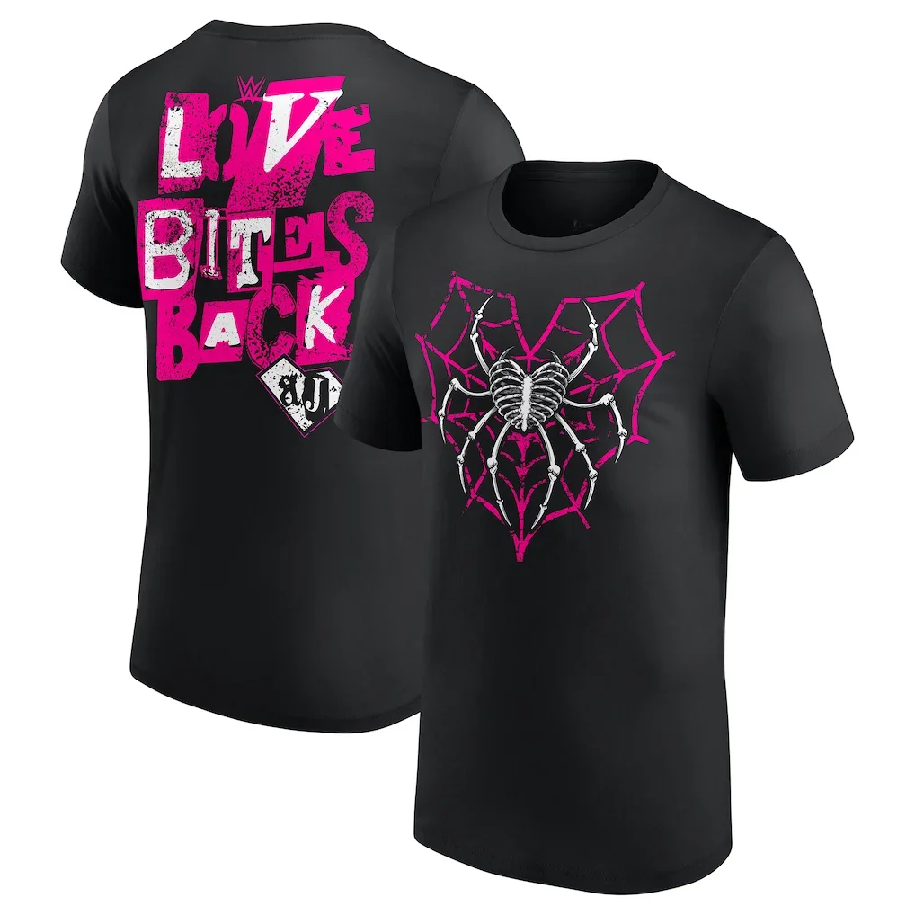 2026 Men Women Punk Gothic Spider Graphic T‑shirt Unisex Double‑Sided Heart Cobweb Slogan Print Casual Cotton Daily Top