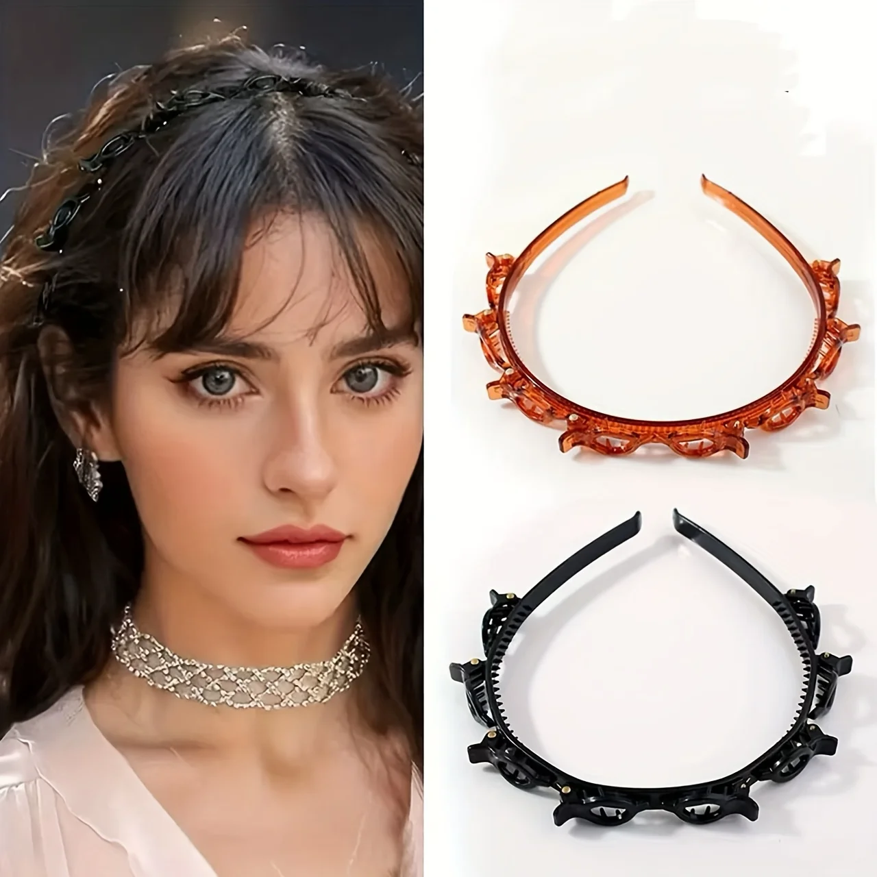 1/2 Pc. Braided Headband with Double Fringe Clips, Perfect for Securing Intricate Braided Hairstyles. image 4