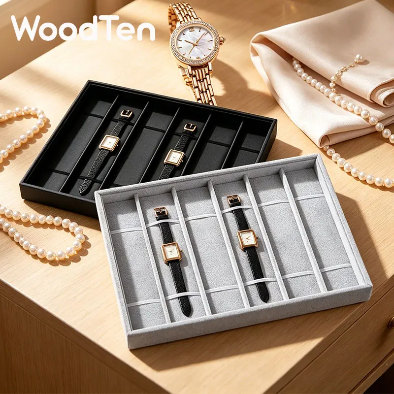 WoodTen 6 Grids Watch Box Jewelry Box Watches Organizer Men Women Mechanical Watches Storage Case Wristwatch Display Box