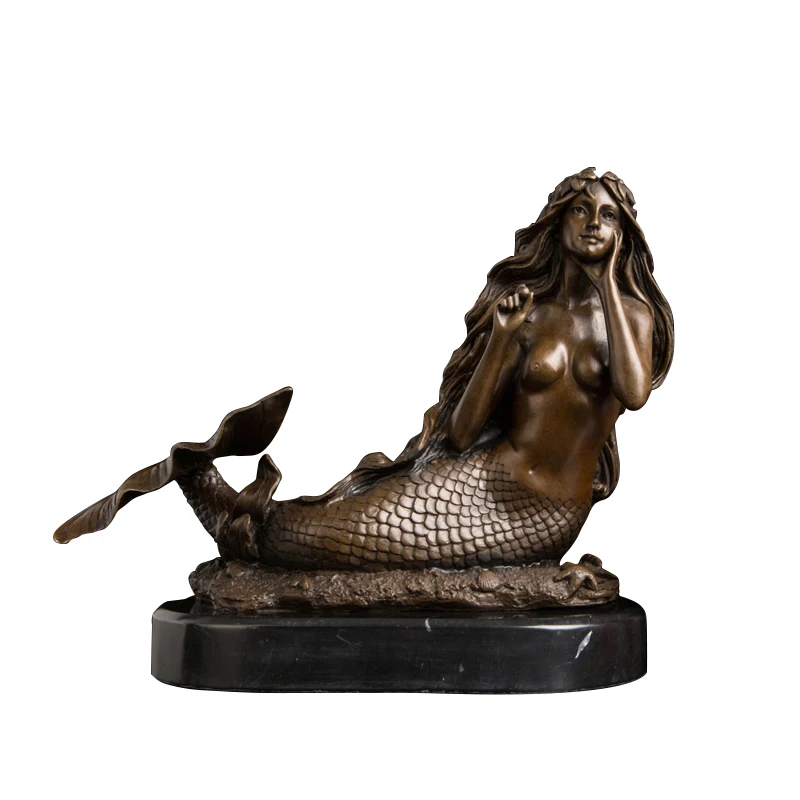 

ZY-612 Bronze Mermaid Art Statue Table Decoration Bronze Mermaid Sculpture Mermaid Figurines For Home Decoration