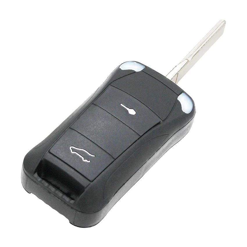 XNRKEY 2/4/3+1 Buttons Flip Remote Key Shell Fob for Porsche Cayenne 2003+ uncut HU66 blade Folding Remote Car Key Case