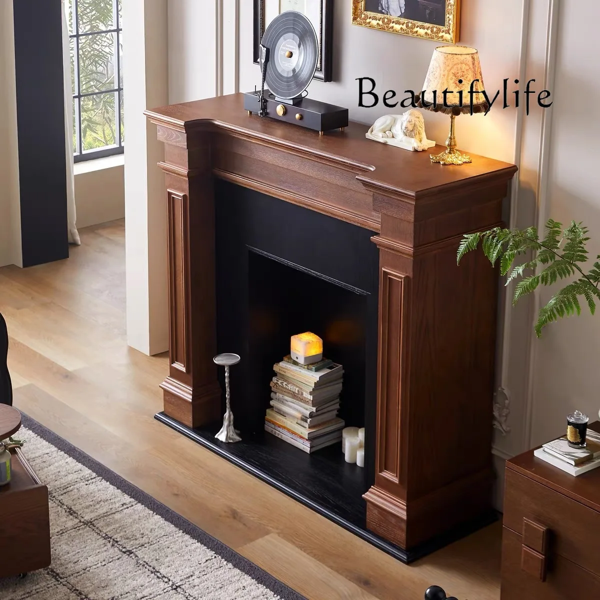 

Французский ретро камин из цельного дерева, украшение для гостиной, стойка для крыльца, имитация среднего антикварного пламени, каминный шкаф