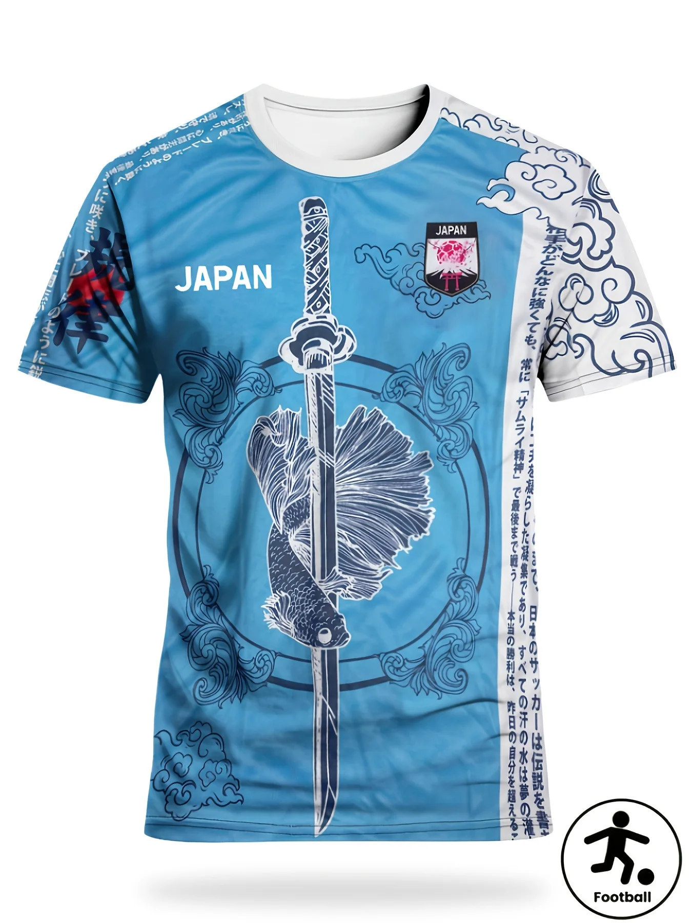 Les maillots de football de style japonais pour adolescents mettent en valeur le charme de la culture japonaise. Chemises à manches courtes pour hommes imprimées en 3D.