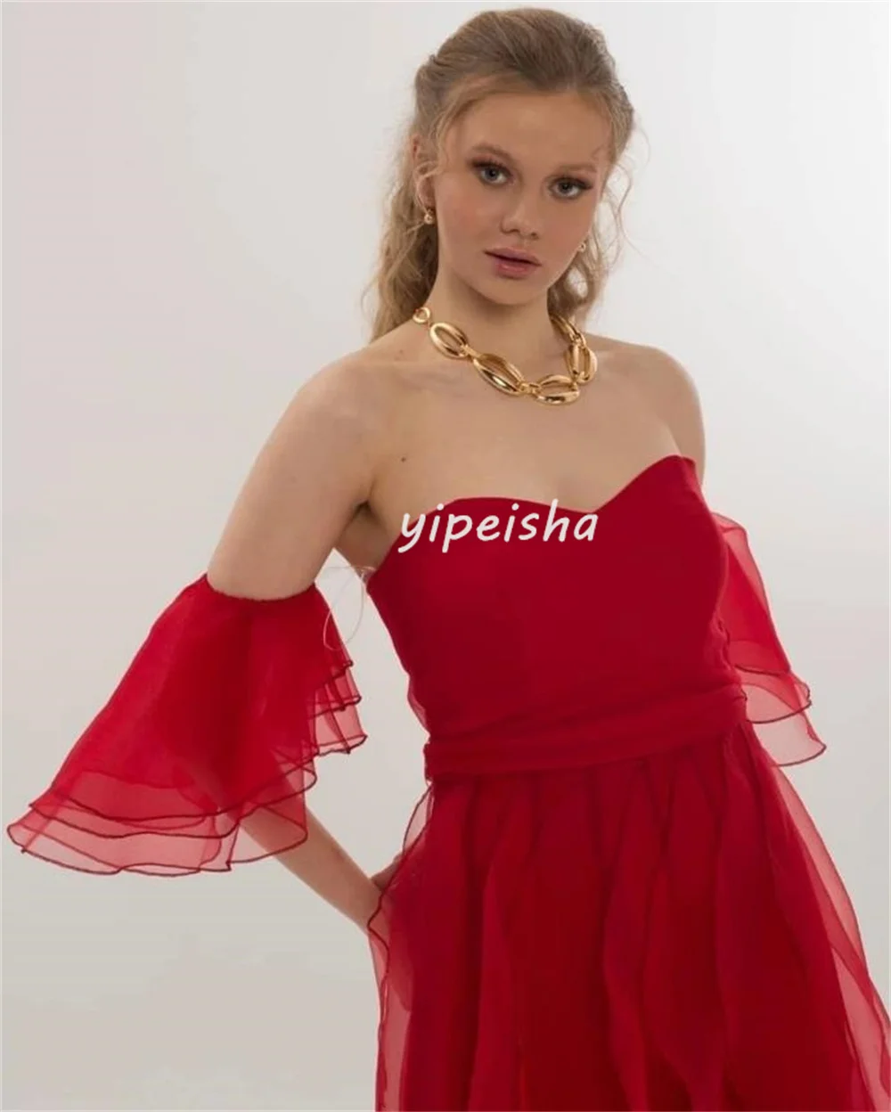Customized Matching Sexy Tulle Pleat Ruched Tiered A-line Off-the-shoulder Long Dresses Bespoke Occasion Dresses Exquisite Retro