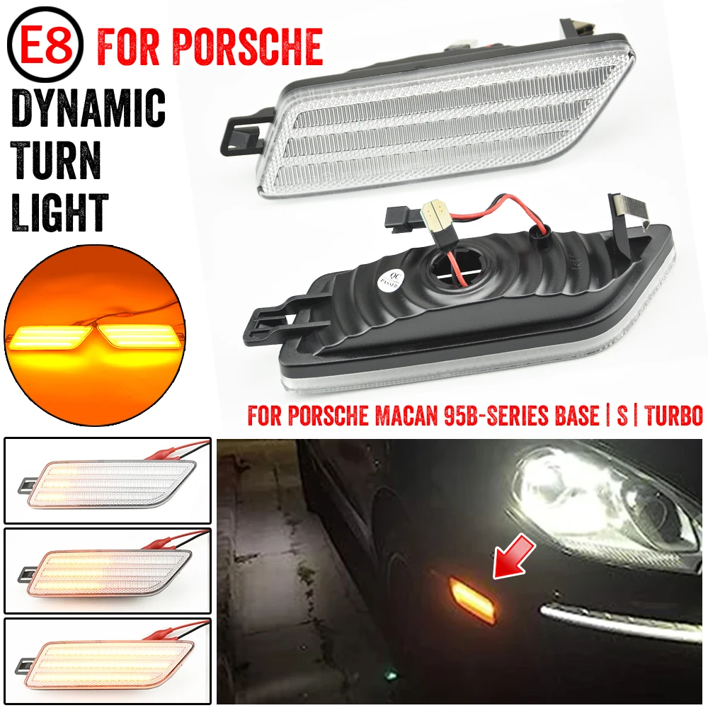 

Car Dynamic Front Fender Indicator Turn Signal Lamp For Porsche Macan 95B-Series 2014-2021 LED Repeat Blinker Side Marker Lights