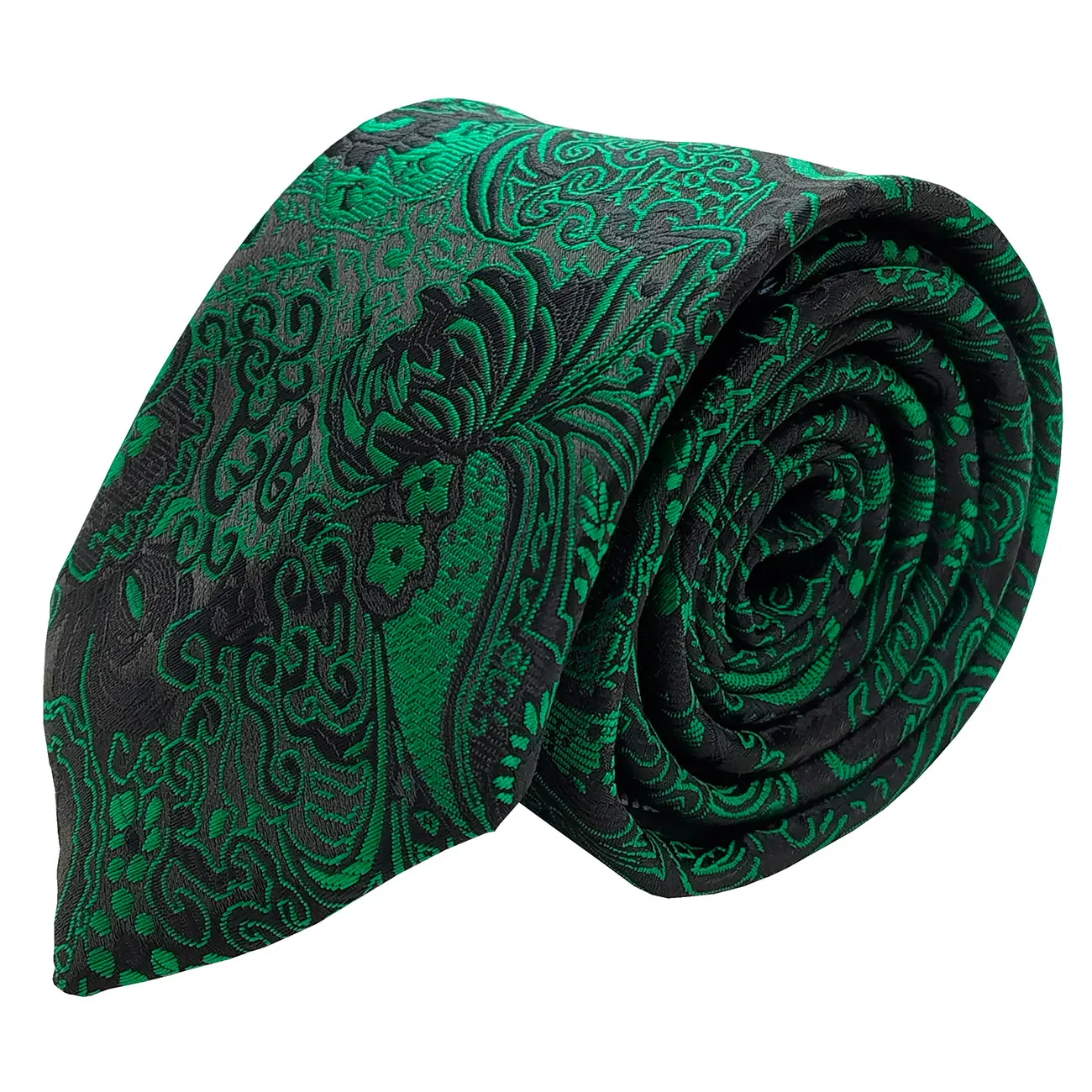 gravata-semi-slim-bordada-preto-verde
