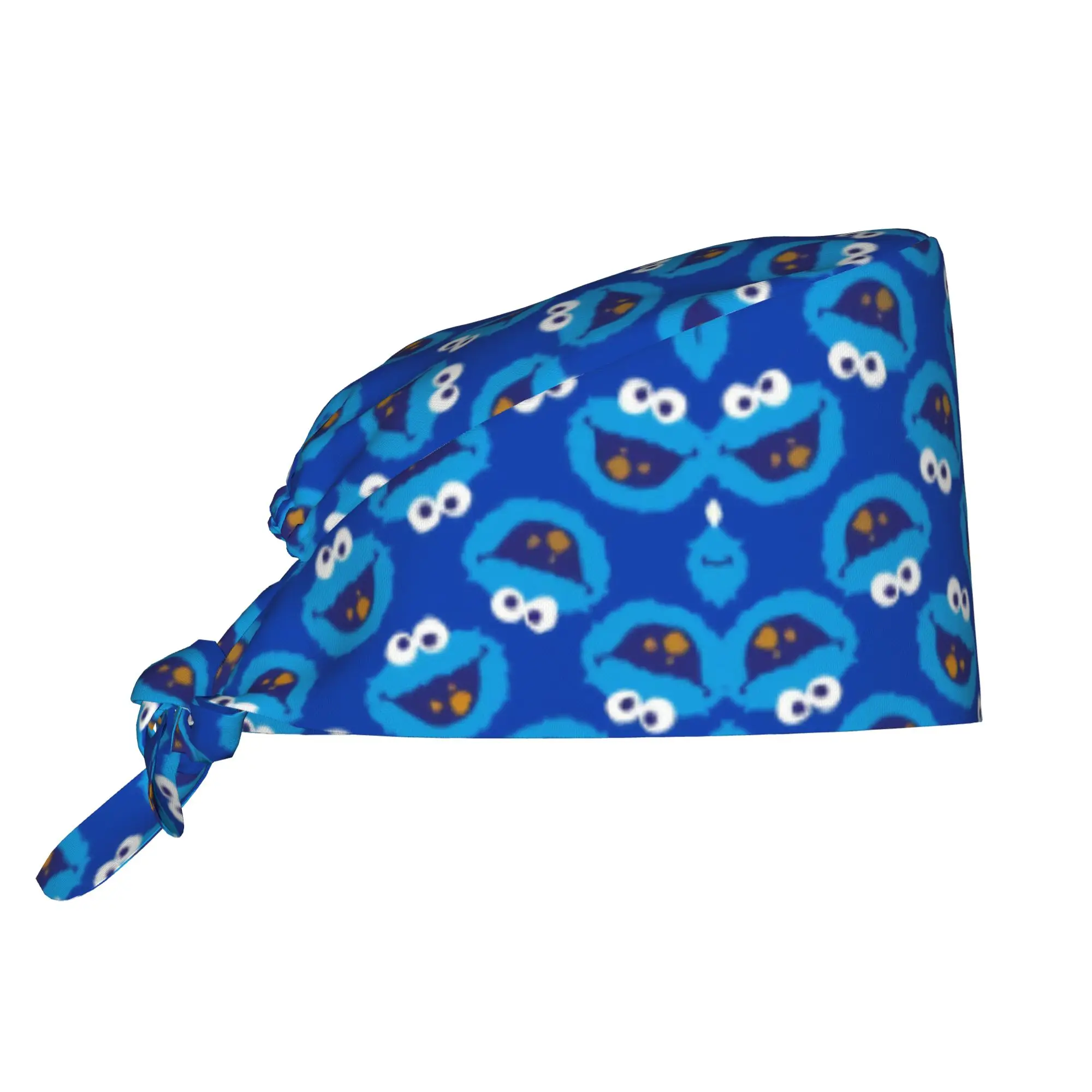 Custom Cookie Monster Anime Working Cap Surgical Hats Men Women Elmo Cartoon Operating Room Cap Nursing Cap Lab Works Hat