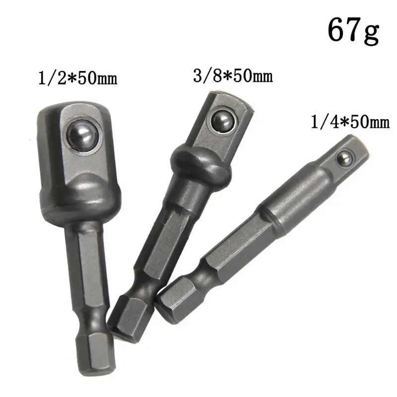 For 3PC Hexagonal Color Extension Rod 50mm for 1/2 Screwdriver 3/8 Square Head 1/4 Sleeve Electric Tool Accessori Handle Natural
