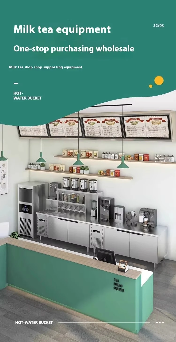 #Customized 1.5/1.8/2m Bubble Tea Counter for Bubble Tea Shop with Full Set Boba Tea Machine