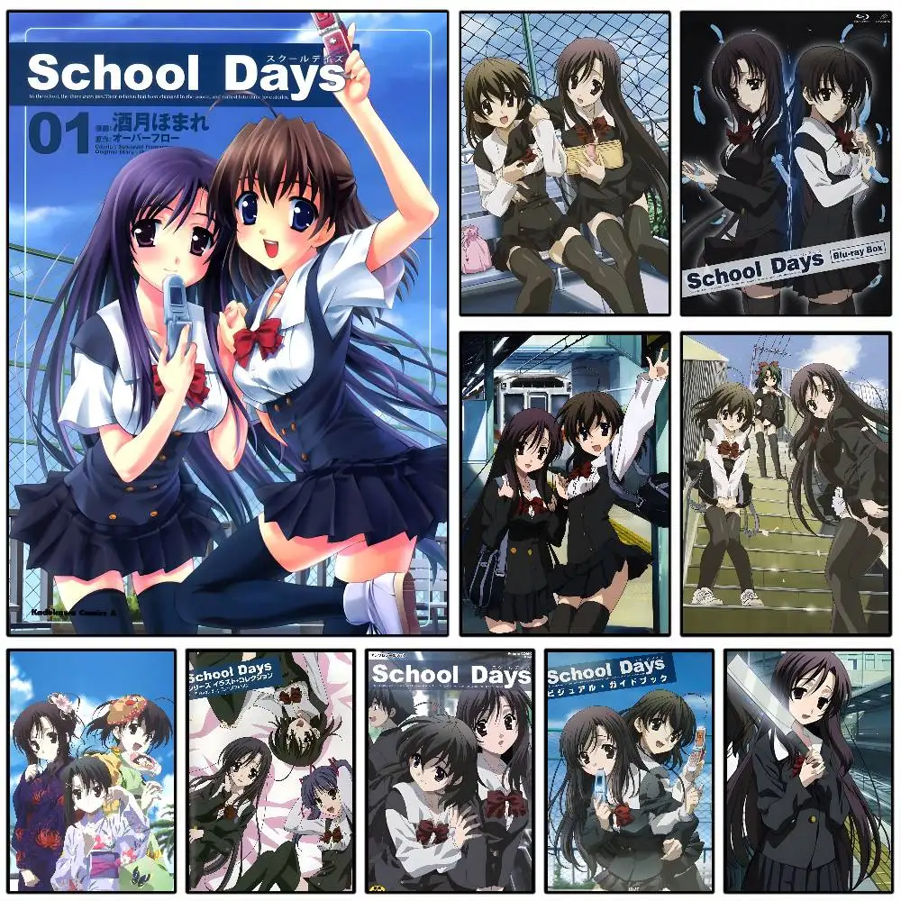 Póster de Anime S-School Days Katsura Kotonoha, pared adhesiva HD, impermeable, para el hogar, sala de estar, dormitorio, Bar, decoración estética
