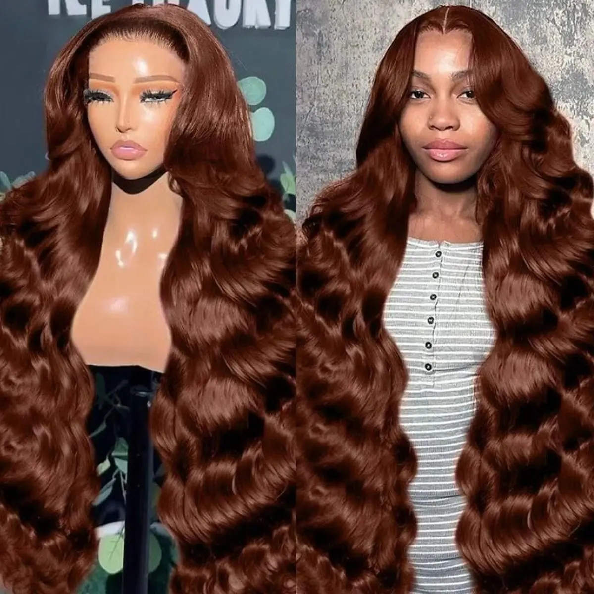 

Chocolate Brown Body Wave Lace Front Wig Human Hair 200 Density Lace Front Wigs Human Hair 13x4 HD Lace Front Wig Human Hair