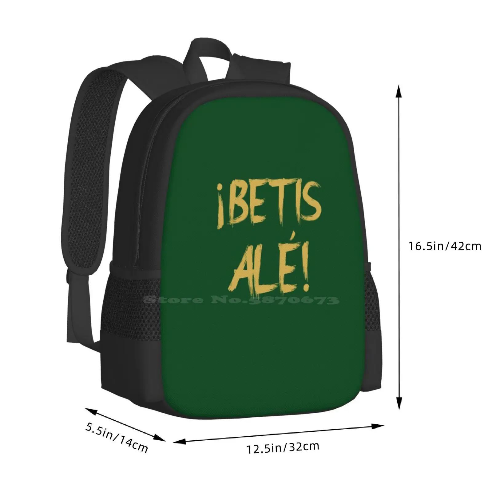 ¿? ¡Betis Alé! Mochila escolar dorada para ordenador portátil, mochila de viaje para ordenador portátil, Espa, España, Los Verdes, Béticos, Heliopolitanos, Rbb