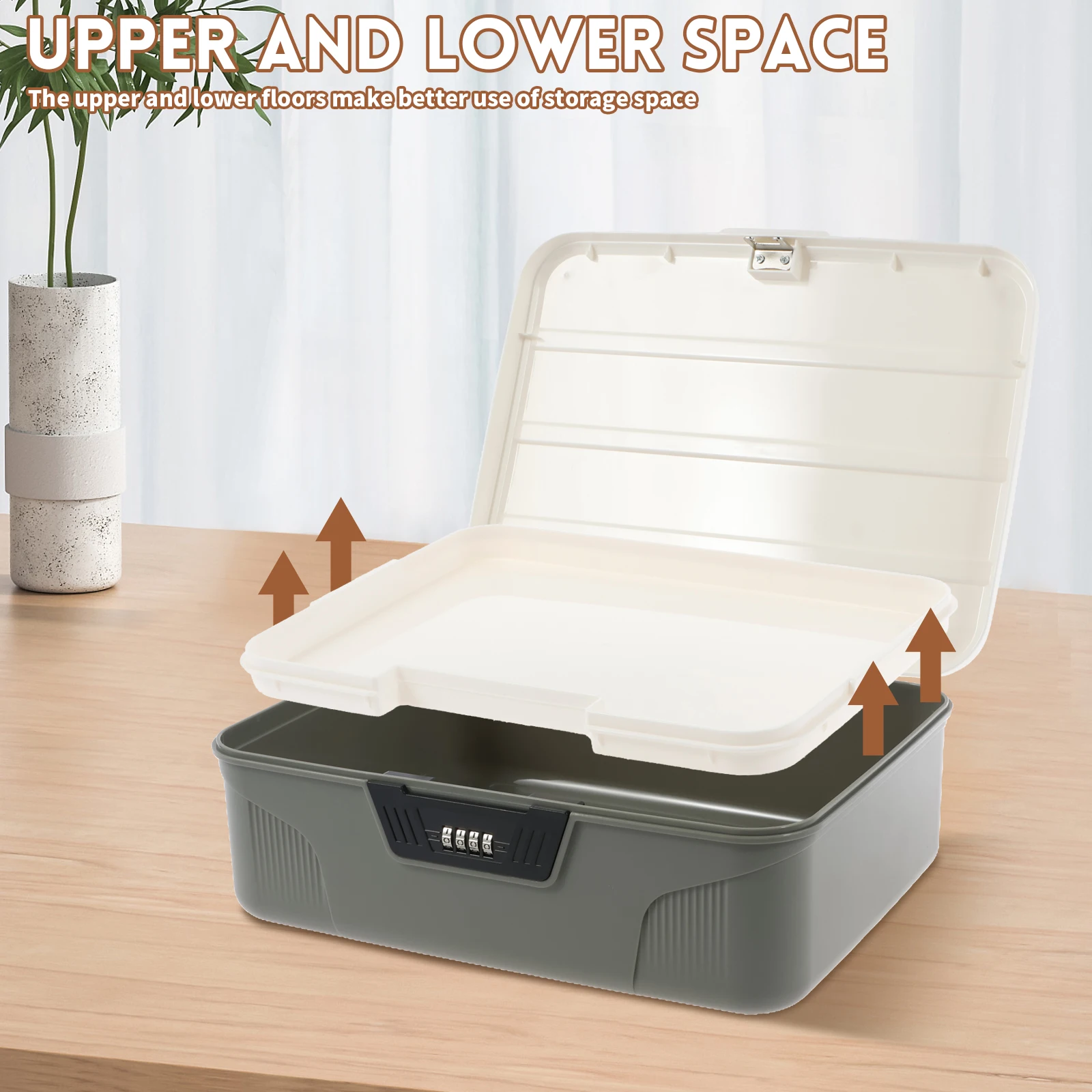 4 Digit Password Lock Safe Box Portable Organizer Case Lockable Storage Container Household Cash Jewelry Security Storage Box